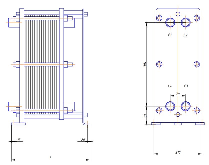 Пластинчатый теплообменник эскиз